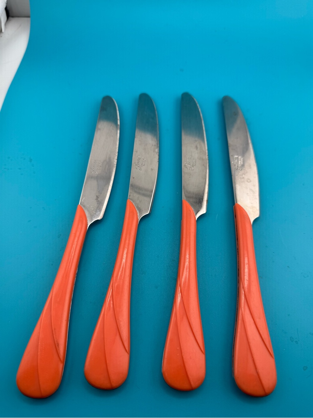 Vintage Fiesta Coral Orange Knives Set of 4 Taiwan